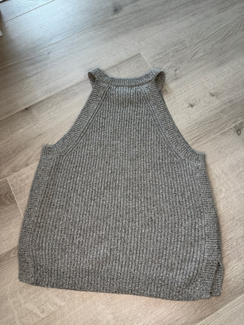 Madewell Gray Marled Ribbed Knit Mock Neck Sleeveless Sweater Tank M - Picture 2 of 6